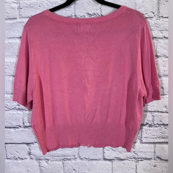 Hell Bunny Pink Cropped Short Sleeve Cardigan Sweater Plus Size 3XL - Picture 8 of 8